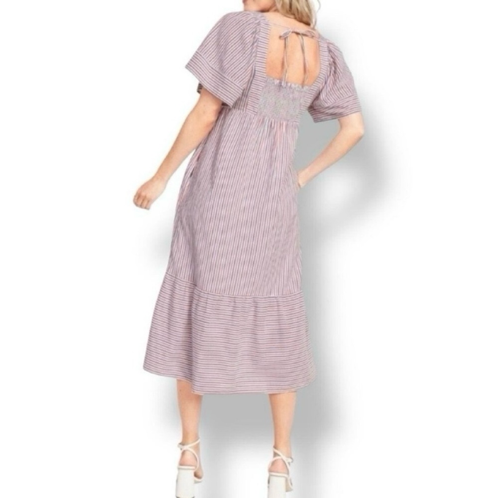 Old Navy fit & flare short sleeves striped tie-back midi dress - Picture 2 of 10